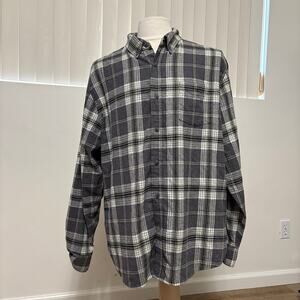 Weatherproof Vintage Men's XXL Flannel Shirt Gray Plaid Button Down Soft Casual